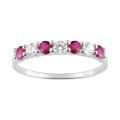 Anillo engastado en plata y circonitas blancas y rojas