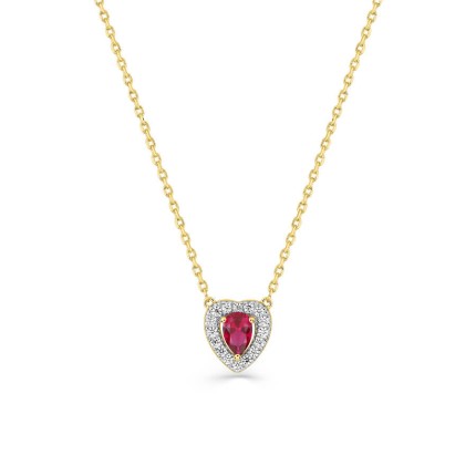 Collar con colgante de corazón bañado en oro con circonitas de colores