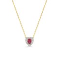 Collar con colgante de corazón bañado en oro con circonitas de colores