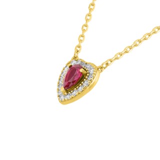 Colar com coração banhado a ouro com zircónias coloridas