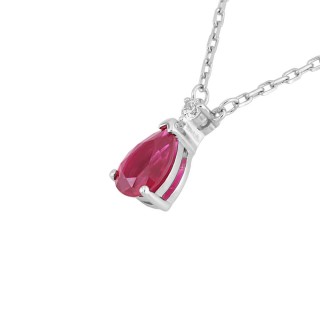 Collar de plata y circonita rojo perlado