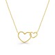 Collar doble corazón en oro amarillo 9k