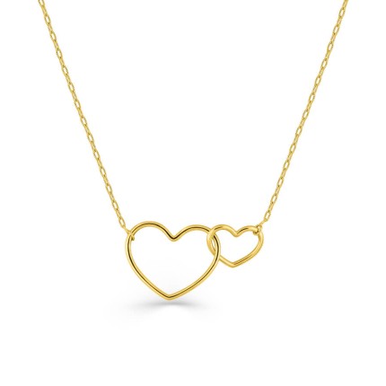 Colar de coração duplo em ouro amarelo 9K