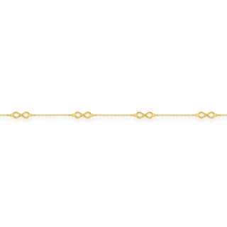 Pulsera de oro amarillo 9k con cinco motivos infinitos