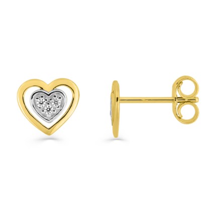 Pendientes de oro amarillo 9 KT con corazón y circonita