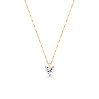 Colar ouro amarelo 9 kt 3 garras e zircónia