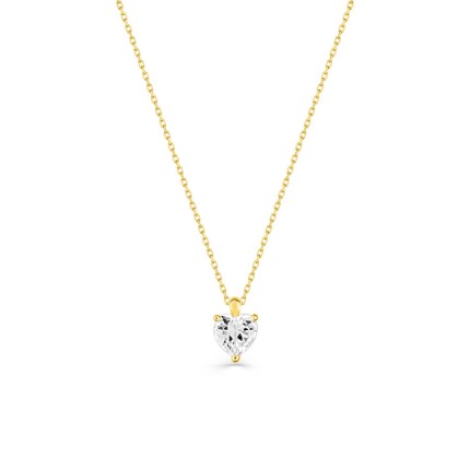 Colar ouro amarelo 9 kt 3 garras e zircónia