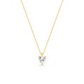 Colar ouro amarelo 9 kt 3 garras e zircónia