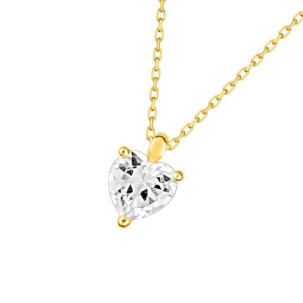 Collar de oro amarillo 9 KT con colg de 3 garras y circonita