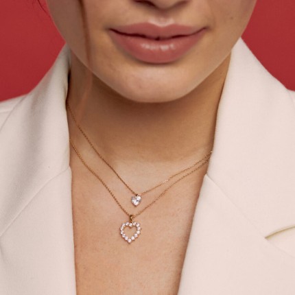 Colar ouro amarelo 9 kt 3 garras e zircónia
