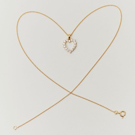 Colgante de oro amarillo 9K corazón con circonitas
