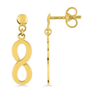 Pendientes de oro amarillo 9K diseño símbolo infinito