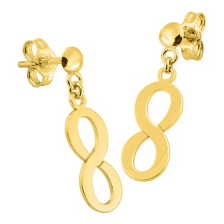 Pendientes de oro amarillo 9K diseño símbolo infinito