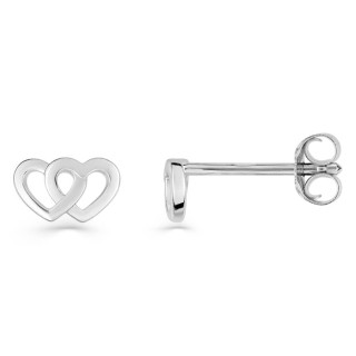 Pendientes de plata con 2 corazones unidos