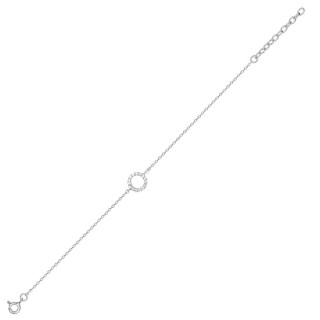 Pulseira em prata circulo com zircônia 16 + 3 cm