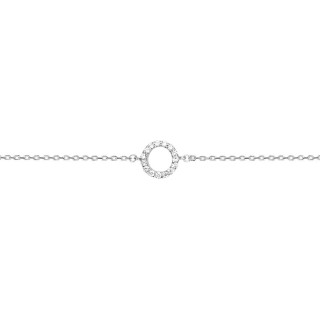 Pulseira em prata circulo com zircônia 16 + 3 cm