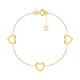 Pulsera de oro amarillo 9K con 3 corazones