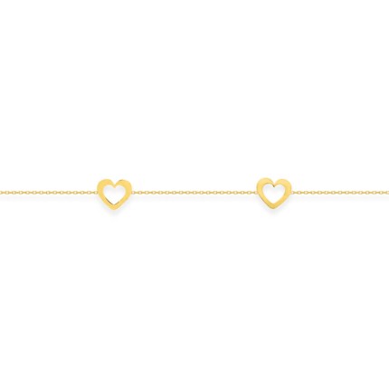 Pulseira em ouro amarelo 9K com 3 corações