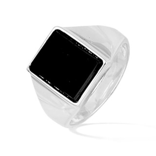 Anillo de plata cuadrado onix caballero
