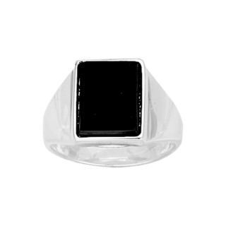 Anillo de plata cuadrado onix caballero