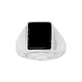 Anillo de plata cuadrado onix caballero