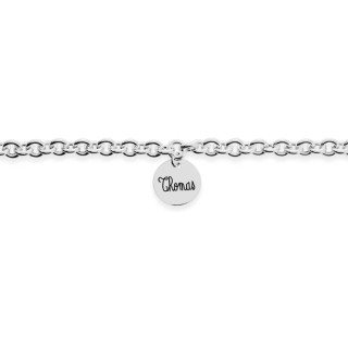 Pulsera de plata de 19 cm con chapa colgante