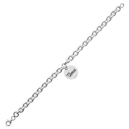 Pulsera de plata de 19 cm con chapa colgante