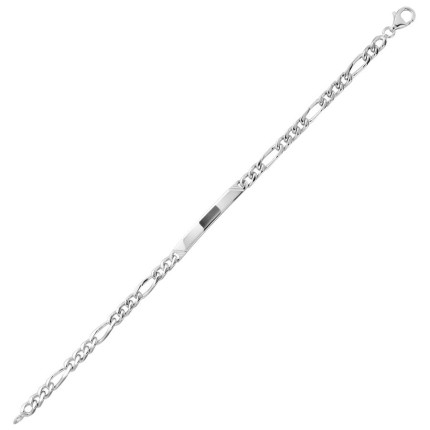 Pulseira "lembra-te de mim" com malha figaro em prata 1+3 com pendente central