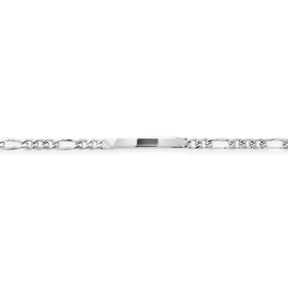 Pulsera No me Olvides con malla figaro alternada 1+3 de plata con colgante central