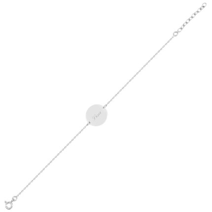 Pulseira em prata com circulo grande para gravar de 18 CM