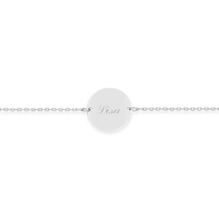 Pulsera de plata con círculo grande para grabar 18CM
