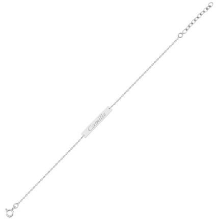Pulseira em prata com placa retângular para gravar de 18 CM