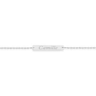 Pulseira em prata com placa retângular para gravar de 18 CM