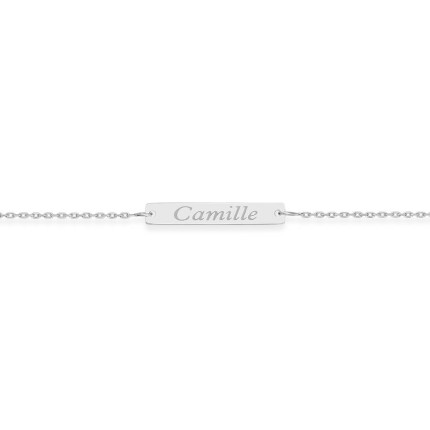 Pulseira em prata com placa retângular para gravar de 18 CM