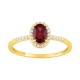 Anillo de oro amarillo 9K, rubí ovalado y diamantes creados 0,11 ct