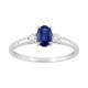 Anillo en oro blanco 9K con zafiro y diamantes creados 0,09 ct
