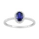 Anillo en oro blanco 9K con zafiro y diamantes creados 0,11 ct