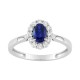 Anillo en oro blanco 9K con zafiro y diamantes creados 0,23 ct
