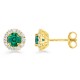 Brincos em ouro amarelo 9K, esmeralda criada e diamantes criados F-VS 0,26 ct