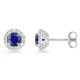 Brincos em ouro branco 9K, safira e diamantes criados 0,26 ct