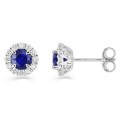 Brincos em ouro branco 9K, safira e diamantes criados 0,26 ct