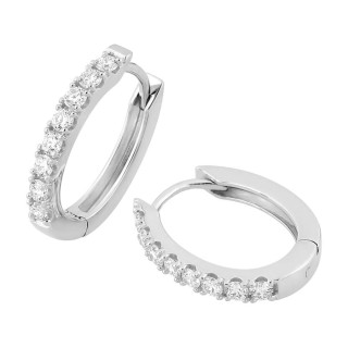 Pendientes de aro en oro blanco de 9K con 8 diamantes creados de 0,30 ct F-VS