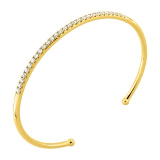 Pulseira rígida em ouro amarelo de 9K e diamantes cravejados com 0,80 ct