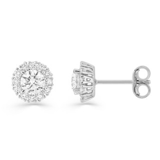 Pendientes de oro blanco de 9K con diamantes creados de 0,74 ct