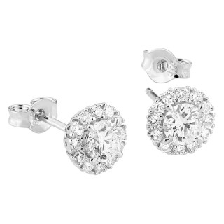 Pendientes de oro blanco de 9K con diamantes creados de 0,74 ct