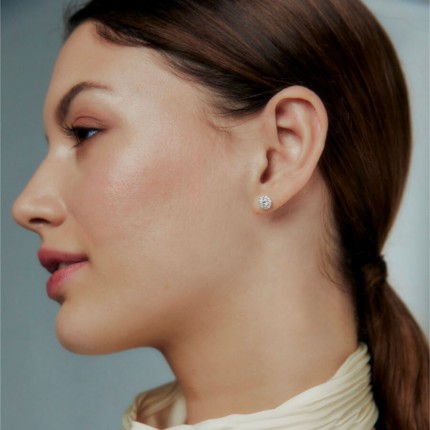 Pendientes de oro blanco de 9K con diamantes creados de 0,74 ct