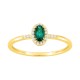 Anel em ouro 9K amarelo, diamantes criados F-VS 0,07 ct e esmeralda criada