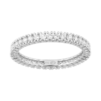 Alianza de boda de vuelta completa en oro blanco de 9K y diamantes creados de 0,70 ct