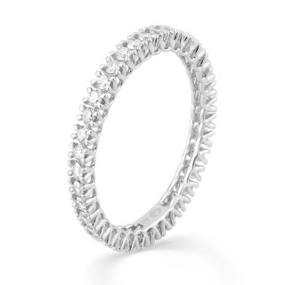 Alianza de boda de vuelta completa en oro blanco de 9K y diamantes creados de 0,70 ct