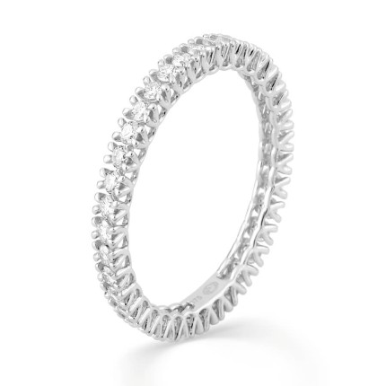 Alianza de boda de vuelta completa en oro blanco de 9K y diamantes creados de 0,70 ct